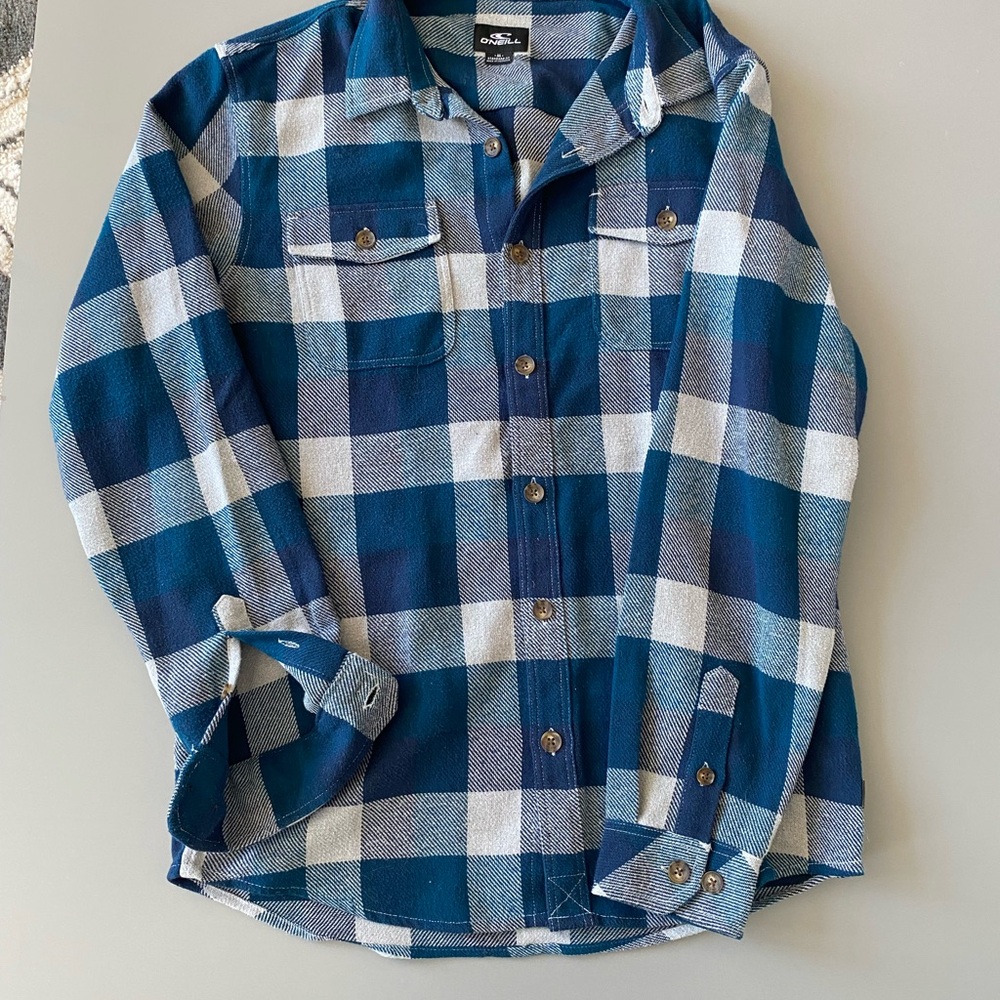 O’Neill Blue and White Plaid Button-Up Shirt flannel 💙